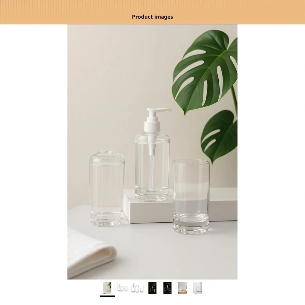 3 Piece Bathroom Accessories - Clear Acrylic Bathroom Set - Picture 5 of 8